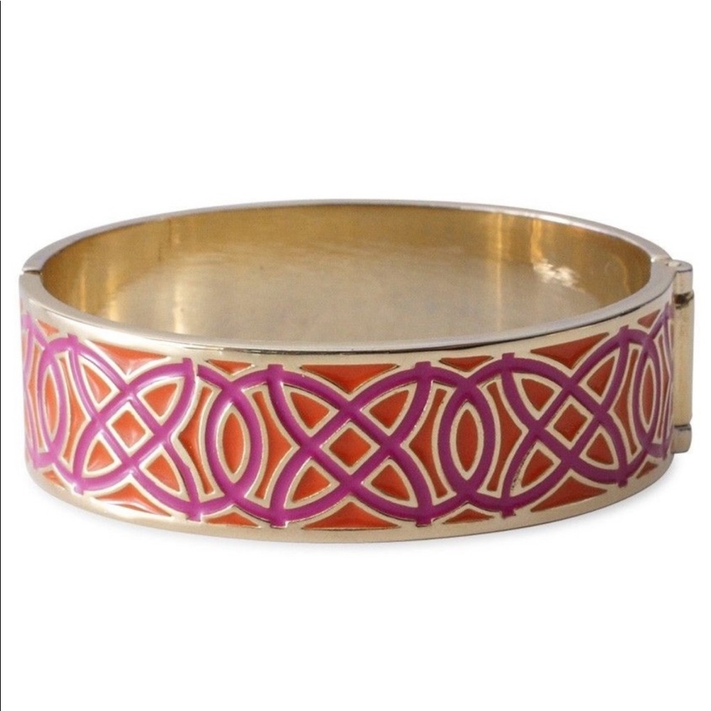 LIKE NEW Stella & Dot Eleanor Pink and Orange Bangle Bracelet